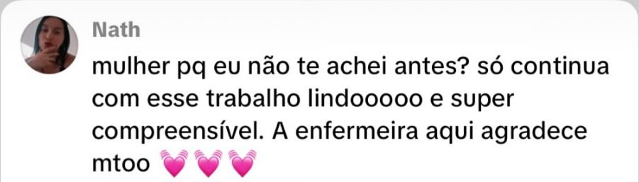 Comentário de médico parabenizando a explicação das aulas.
